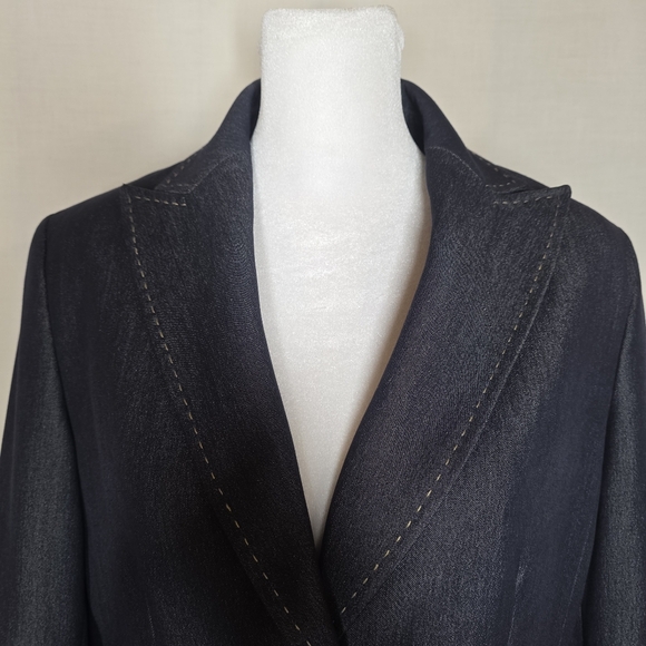 Kasper Womens 2 Button Blazer Career Business Wear Blue Denim Look Size 6 - Picture 5 of 7